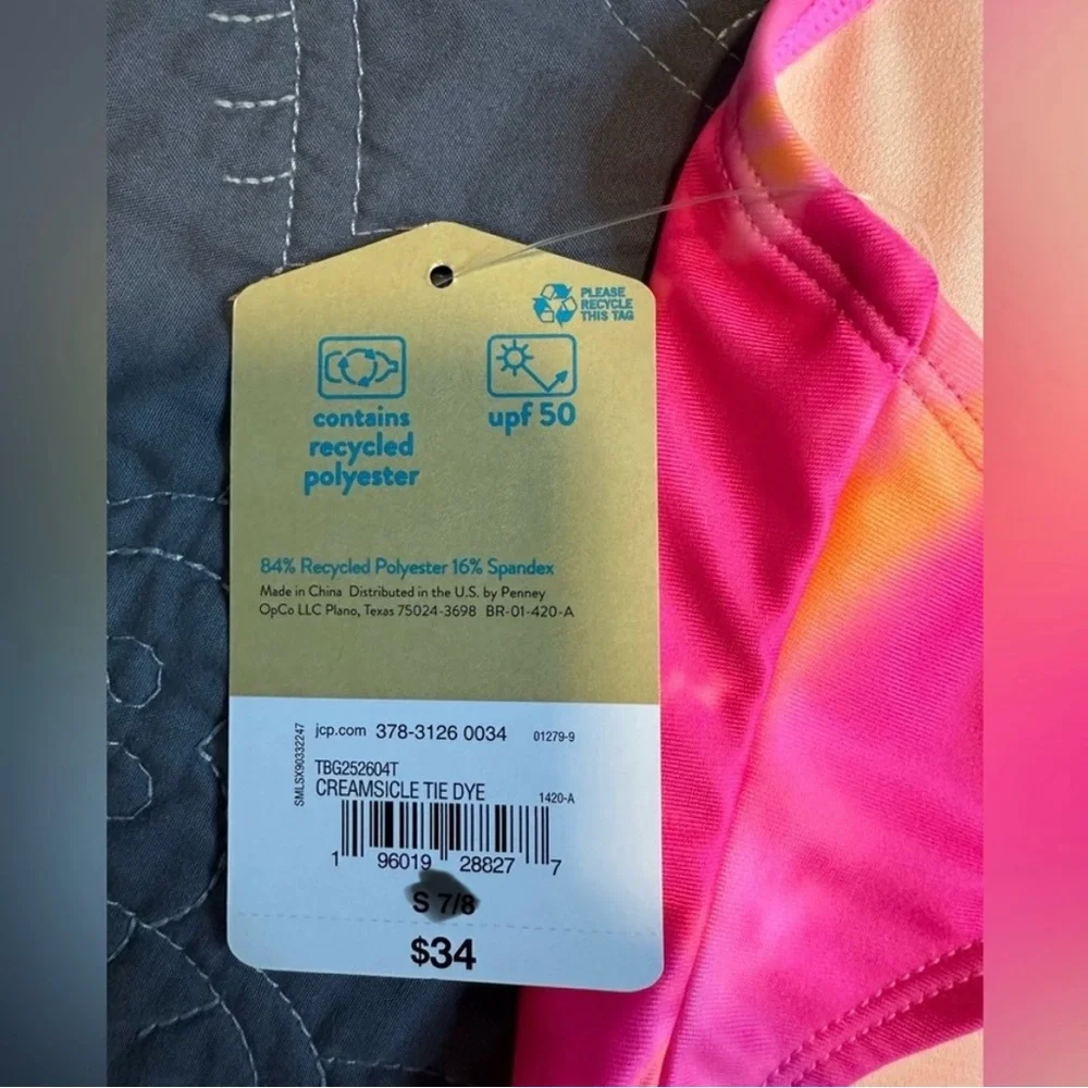 Thereabouts Girls Creamsicle Tie Dye Tankini Set NWT Size XL 16